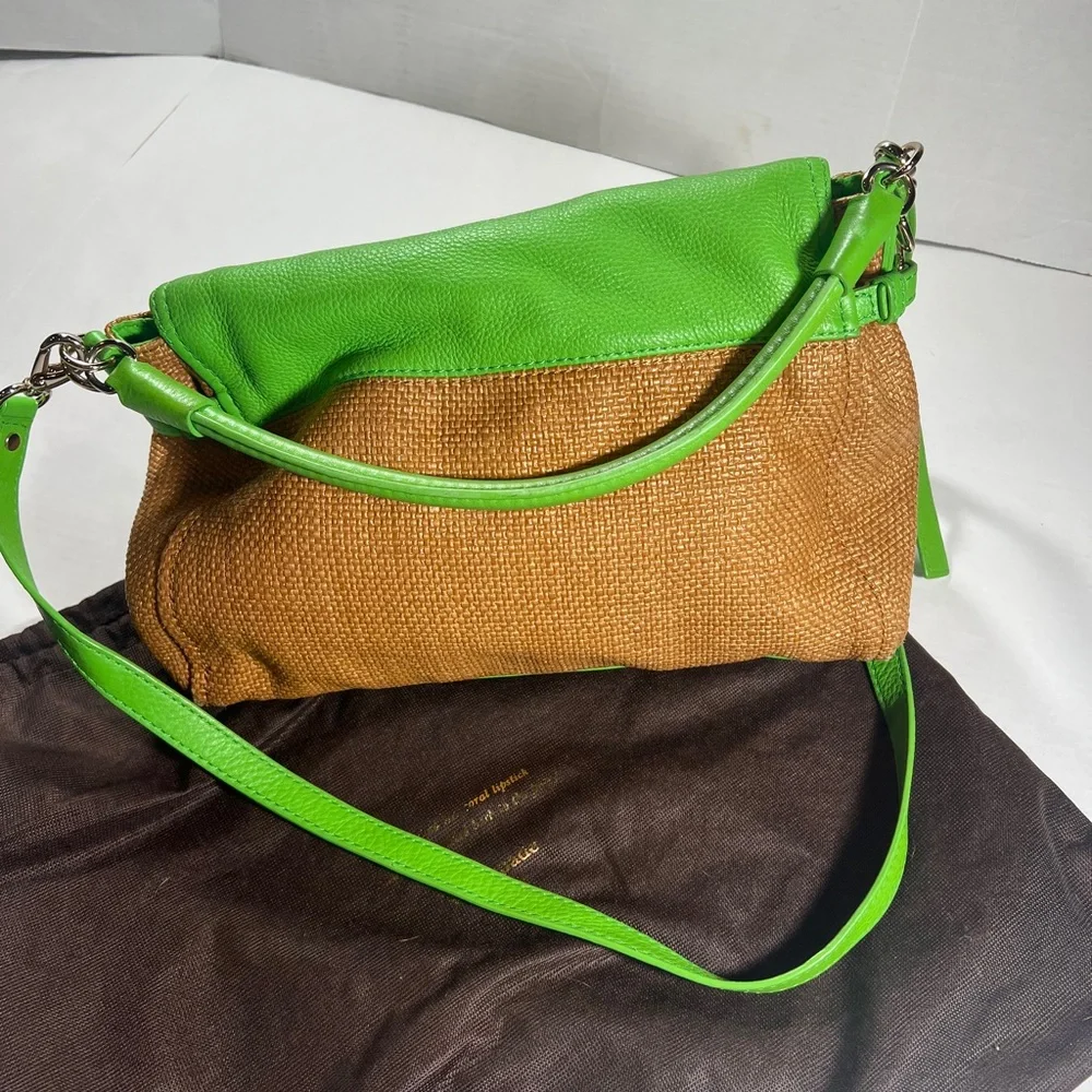 kate spade Green and Brown Woven Leather Flap Crossbody